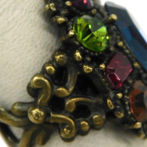 SWEET ROMANCE | Multi Colored Gems Stone Statement Cocktail Ring Ooen Shank - Picture 8 of 8